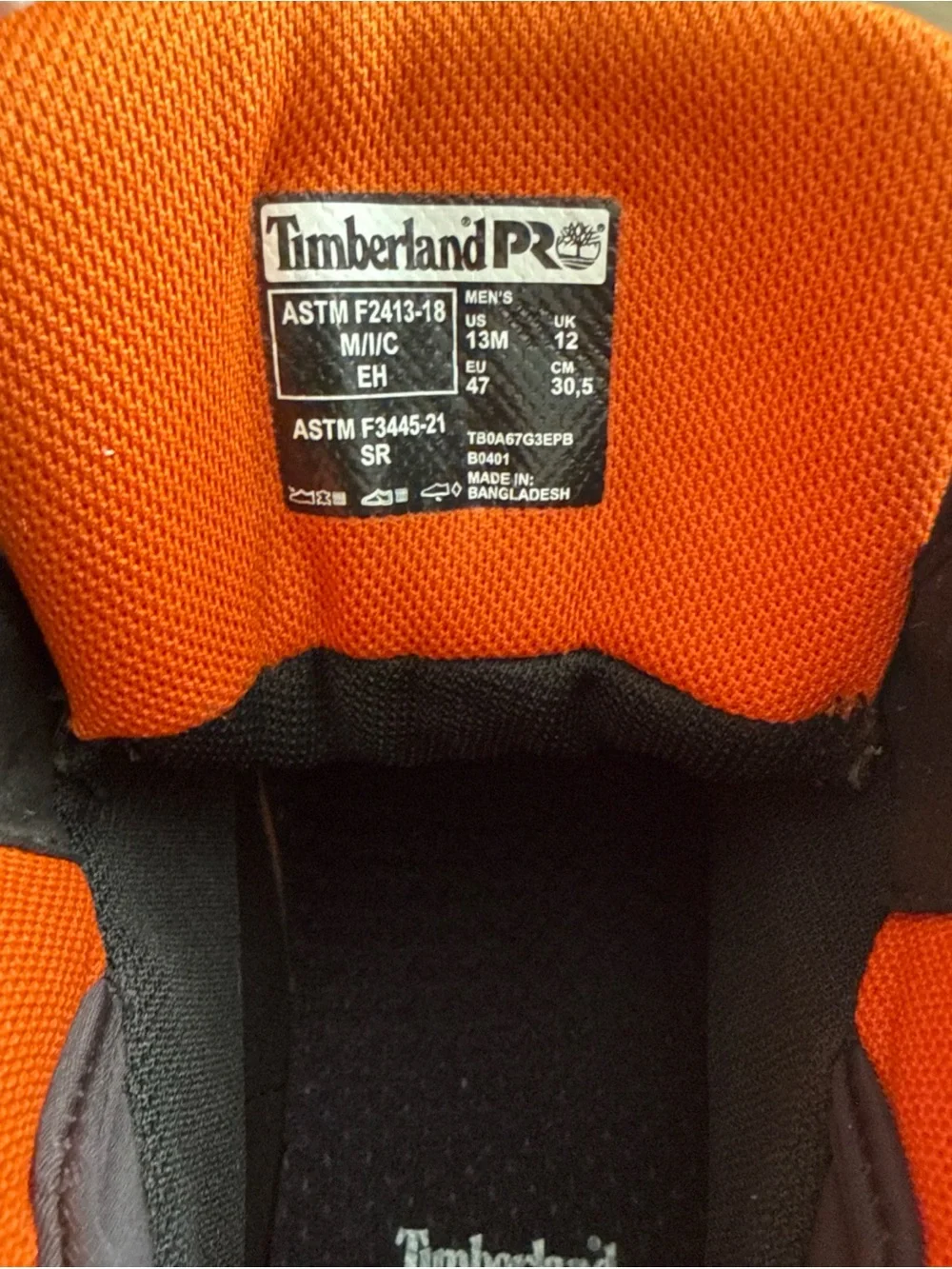 Timberland PRO Men's Brown and Orange Safety Work Boots size 13 steel toed